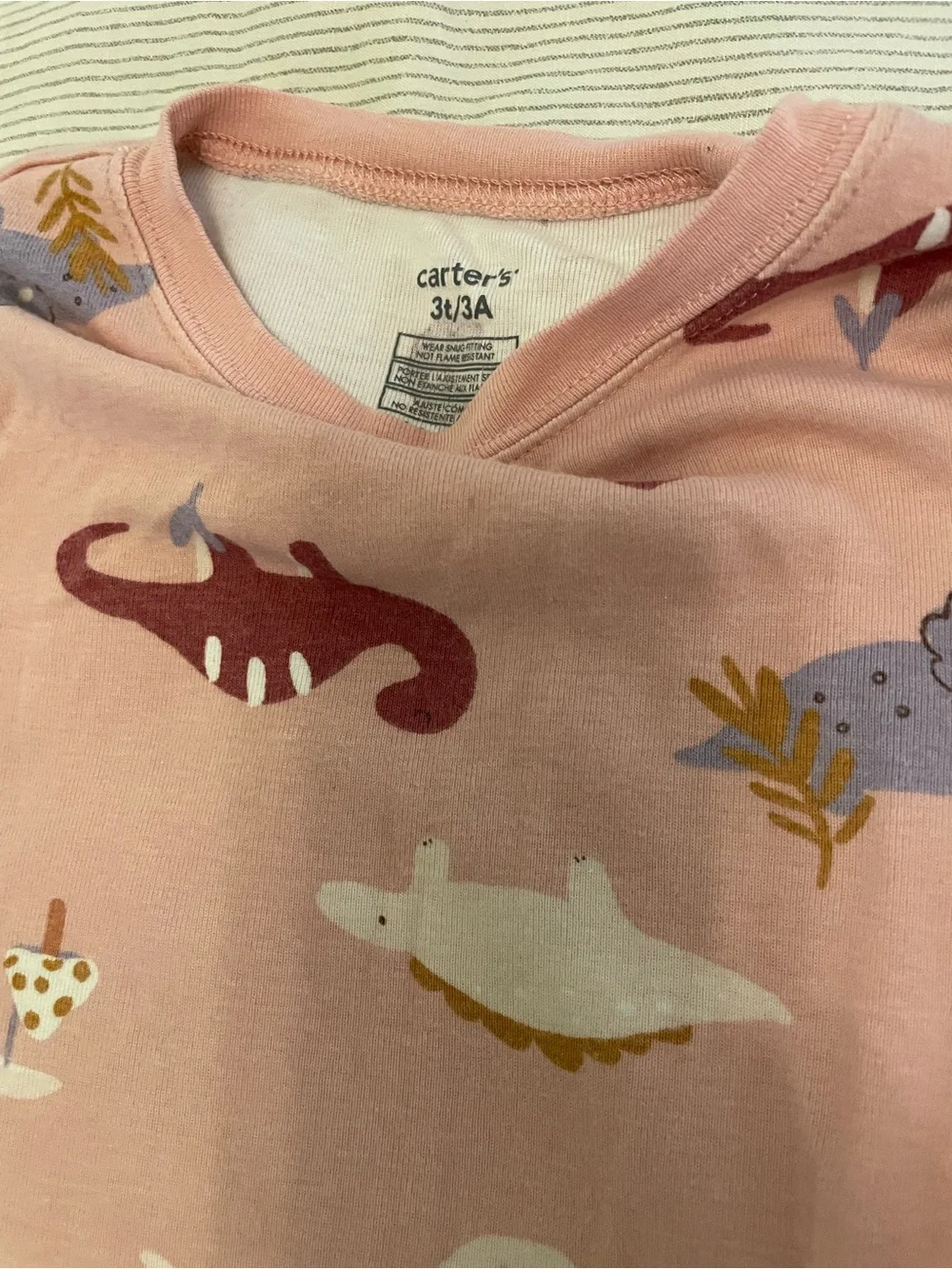 3T Carter’s Kids Dinosaur Pajama Set - Pink and Green